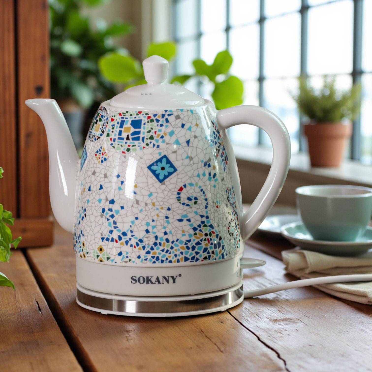Електрочайник керамічний Sokany SK-09008 із принтом автоматичне вимкнення 1,5 л Білий (SK-09008) - фото 11 Електрочайник керамічний Sokany SK-09008 із принтом автоматичне вимкнення 1,5 л Білий (SK-09008) - фото 11