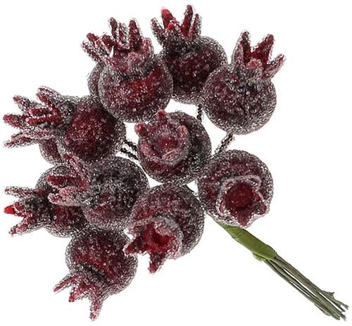 Декоративный букетик ягод шиповника во льду Bonadi 12 шт. 12 см Бордо (839-391)
