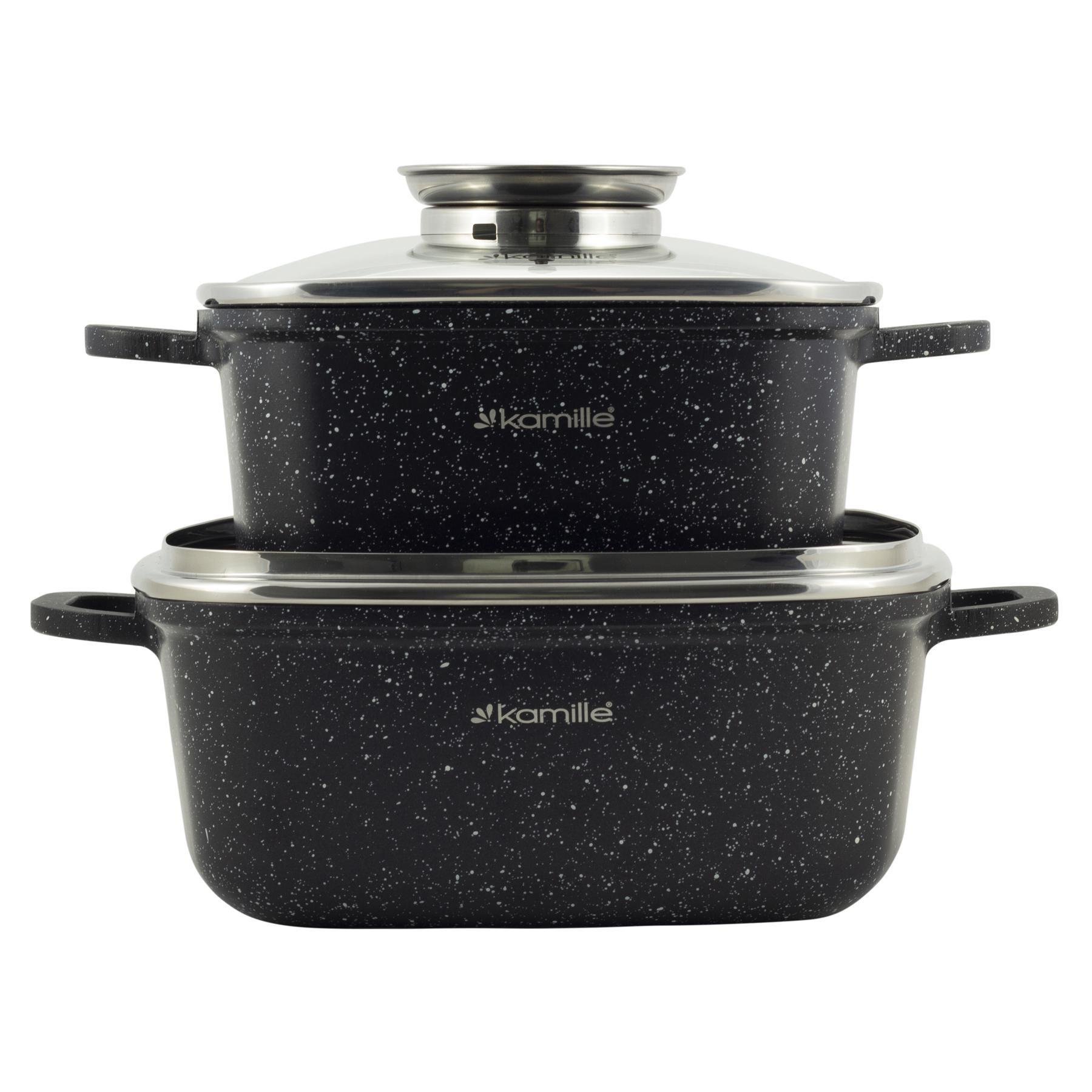 Набор квадратных кастрюль Kamille из литого алюминия 2,3/4,4 л (4434).