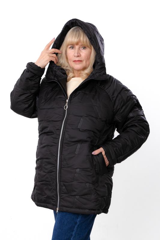 Куртка демісезонна жіноча батал з капюшоном Носи Своє р. 58/60 Чорний (17277)