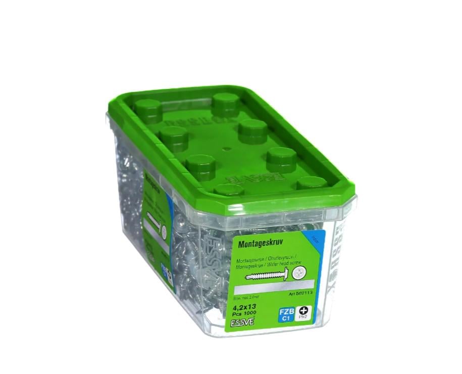 Саморіз монтажний з пресшайбою ESSVE 4,2х13 мм з свердлом оцинкований PH2