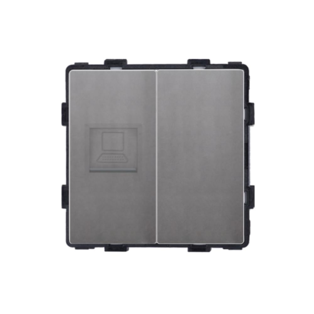 Розетка компьютерная RJ-45 ELIOS настенная дизайнерская Серый (86-CAT6BLK-GY)