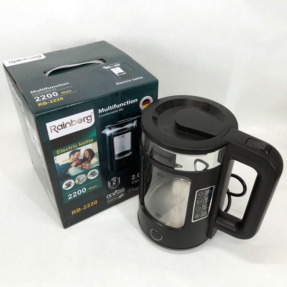 Електрочайник Rainberg RB-2220 2200 Вт 2 л Чорний (266161) - фото 5