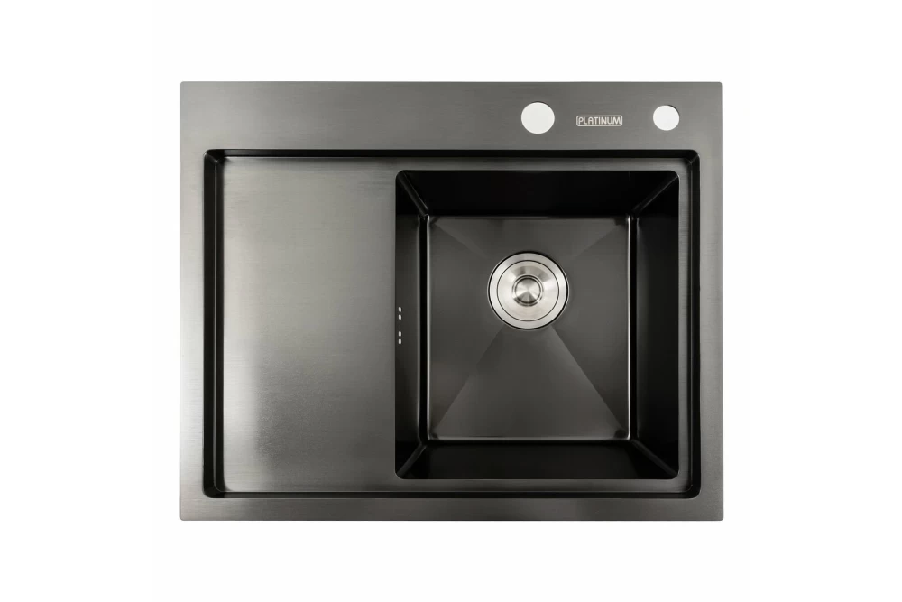 Мийка для кухні Platinum Handmade PVD R 58x48 см Чорний (374822) Мийка для кухні Platinum Handmade PVD R 58x48 см Чорний (374822)