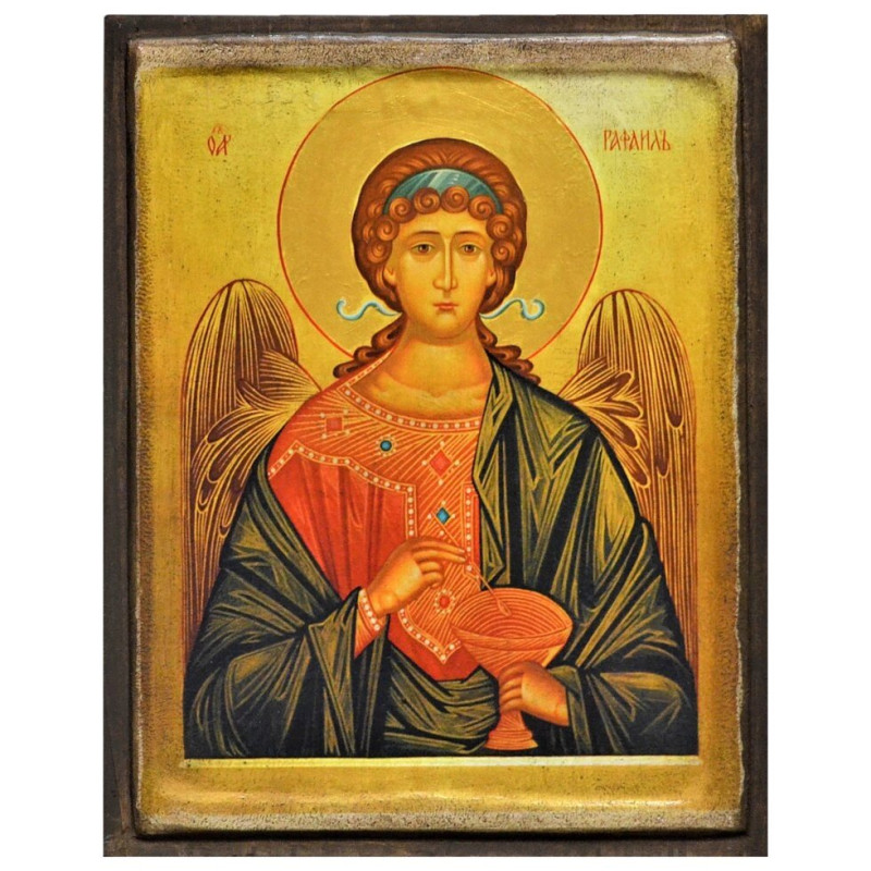 Икона Архистратиг Рафаил на дереве 11х9 см (112-0101п)