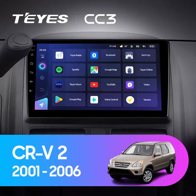 Автомагнитола штатная Teyes CC3 360° для Honda CR-V 2 2001-2006 Android (1659126040) - фото 3