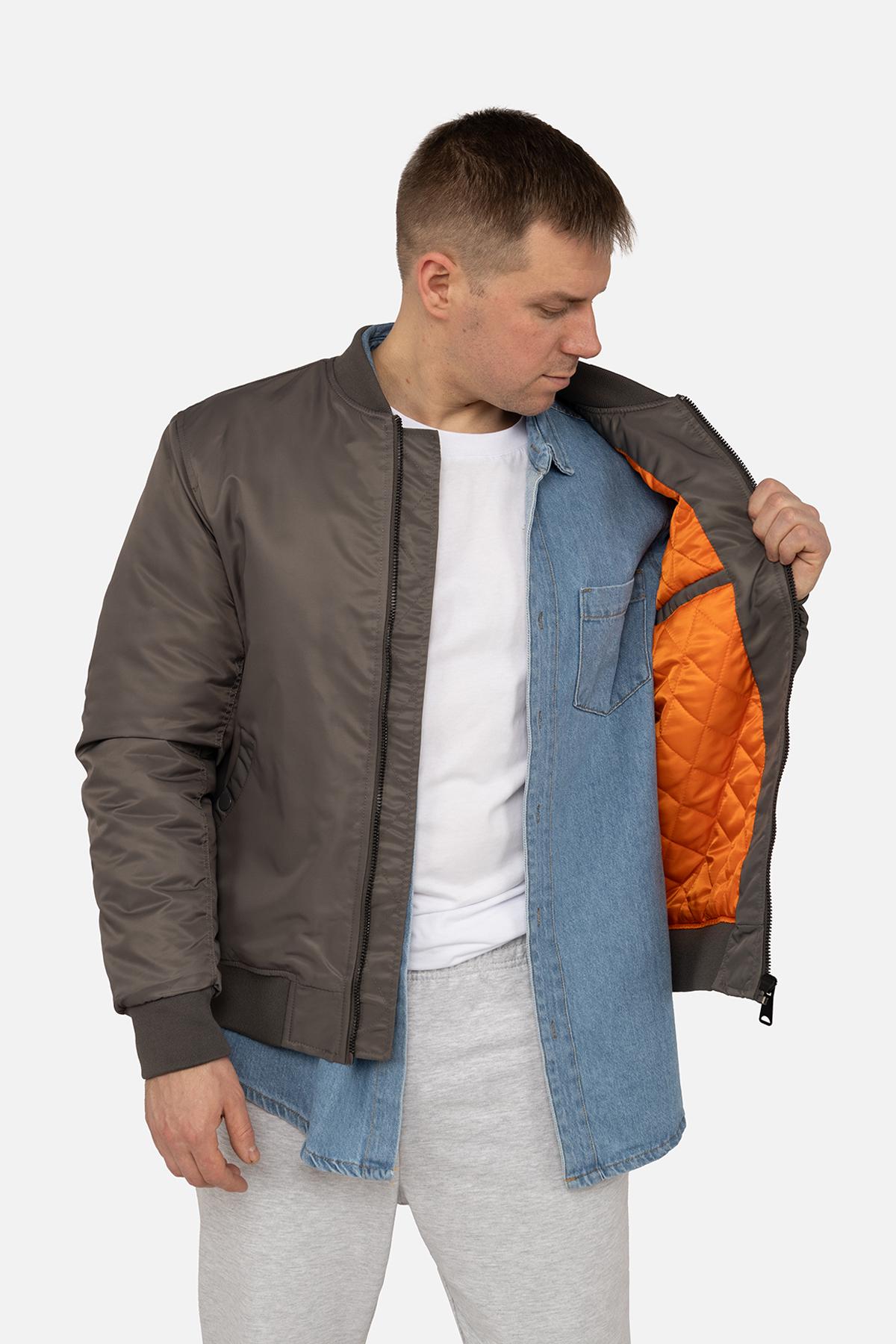 Куртка-бомбер чоловіча р. 48 Сірий (SKT001037191) - фото 3 Куртка-бомбер чоловіча р. 48 Сірий (SKT001037191) - фото 3