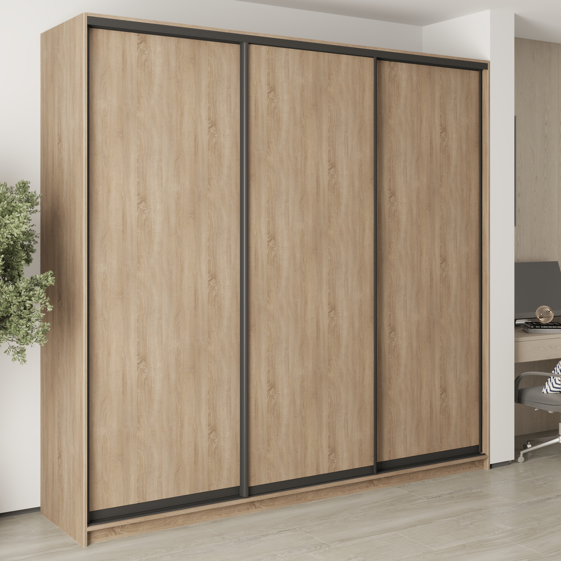 Шкаф-купе трехдверный Mebel Star Комбо BG MBS-9465 250х60х240 см Дуб сонома (1009454)