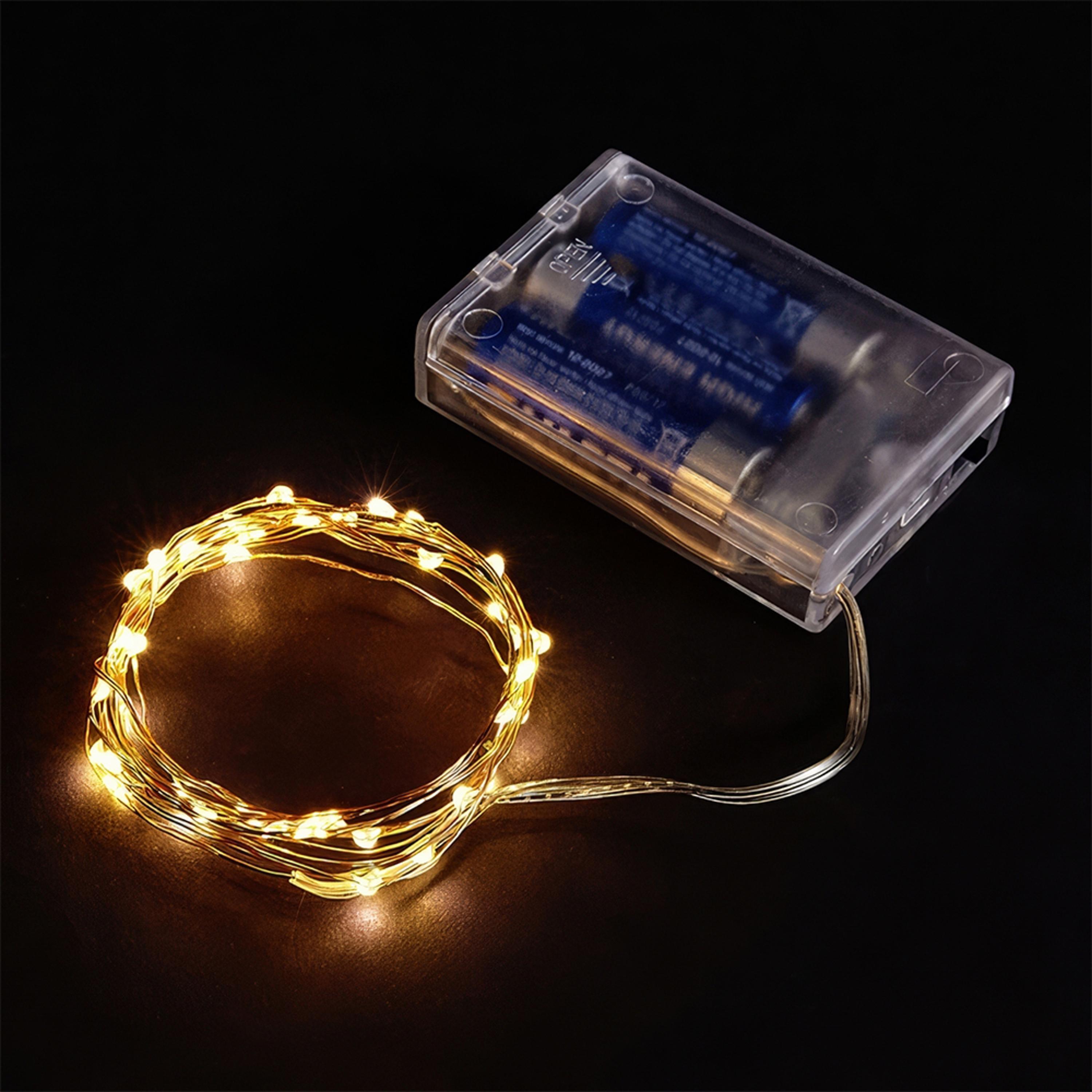 Гірлянда світлодіодна 5 м на батарейках 3xAA Білий теплий (WLS-H2188W5)