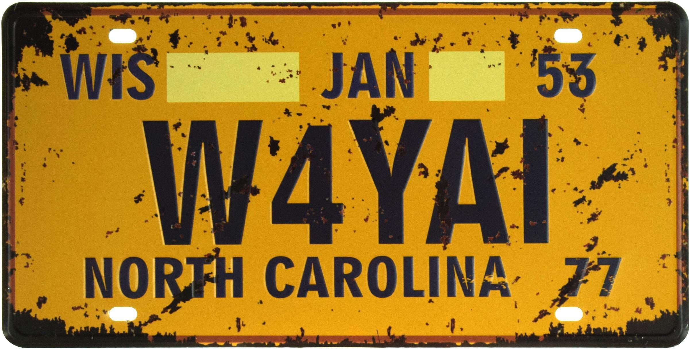 Табличка металлическая Северная Каролина/North Carolina W4YAI 15x30 см