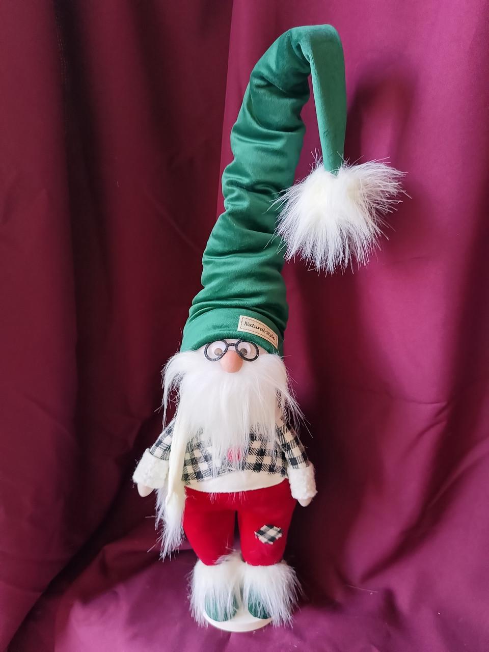 Эльф интерьерный в очках скандинавский 65 см Зеленый (Гном №7)