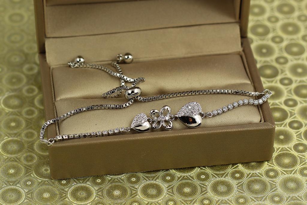 Браслет Xuping Jewelry сердечки с бабочкой Серебристый (29862531)