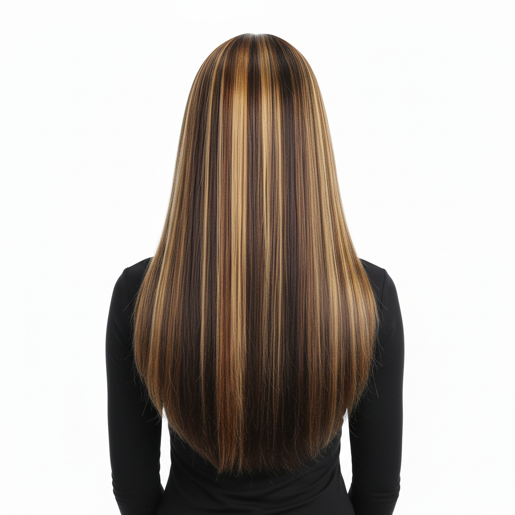 Перука довга з прямого штучного волосся омбре 70 см Каштановий з блондом - фото 2 Перука довга з прямого штучного волосся омбре 70 см Каштановий з блондом - фото 2
