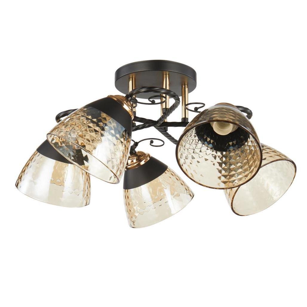 Люстра стелева Valeso V 6217-5 BK/FG на пять плафонів Чорно-золотий (30832755)