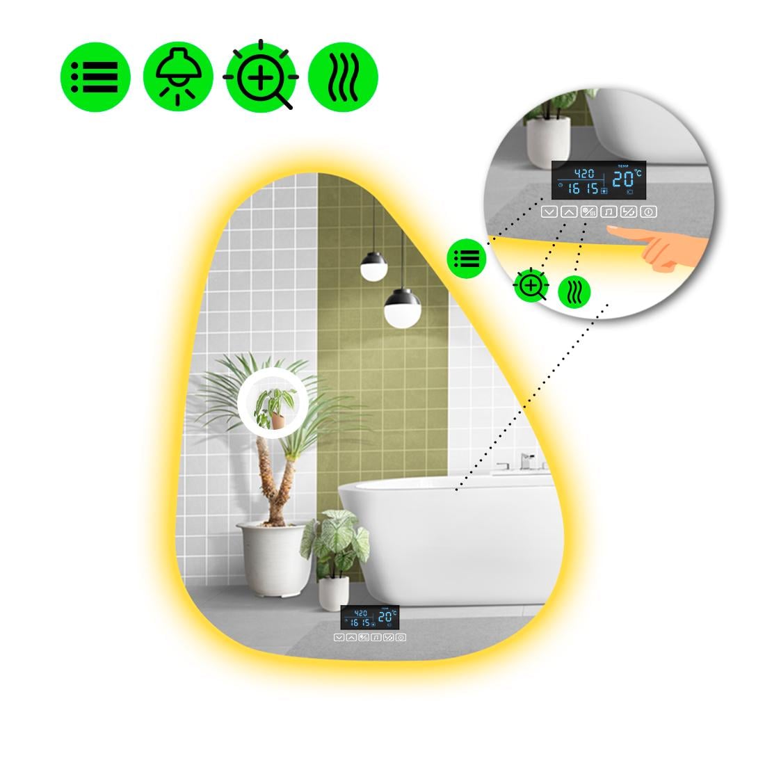 Зеркало с LED подсветкой Doccia 2 с Smart-блоком/линзой с подсветкой и подогревом 60x50 см (8994698) Зеркало с LED подсветкой Doccia 2 с Smart-блоком/линзой с подсветкой и подогревом 60x50 см (8994698)