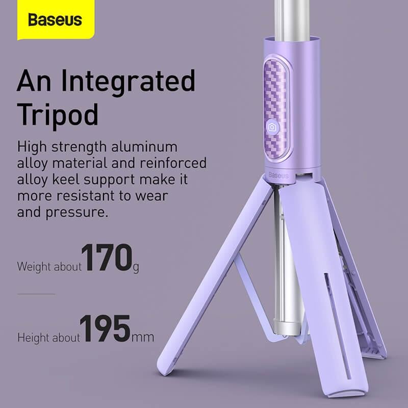 Селфі-монопод Baseus Traveler Bluetooth Tripod Selfie Stick 195-805 мм ZPBL000005 Purple (4d288026) - фото 3