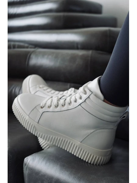 Кеди жіночі з натуральної шкіри високі р. 37 24 см. Білий - фото 5 Кеди жіночі з натуральної шкіри високі р. 37 24 см. Білий - фото 5