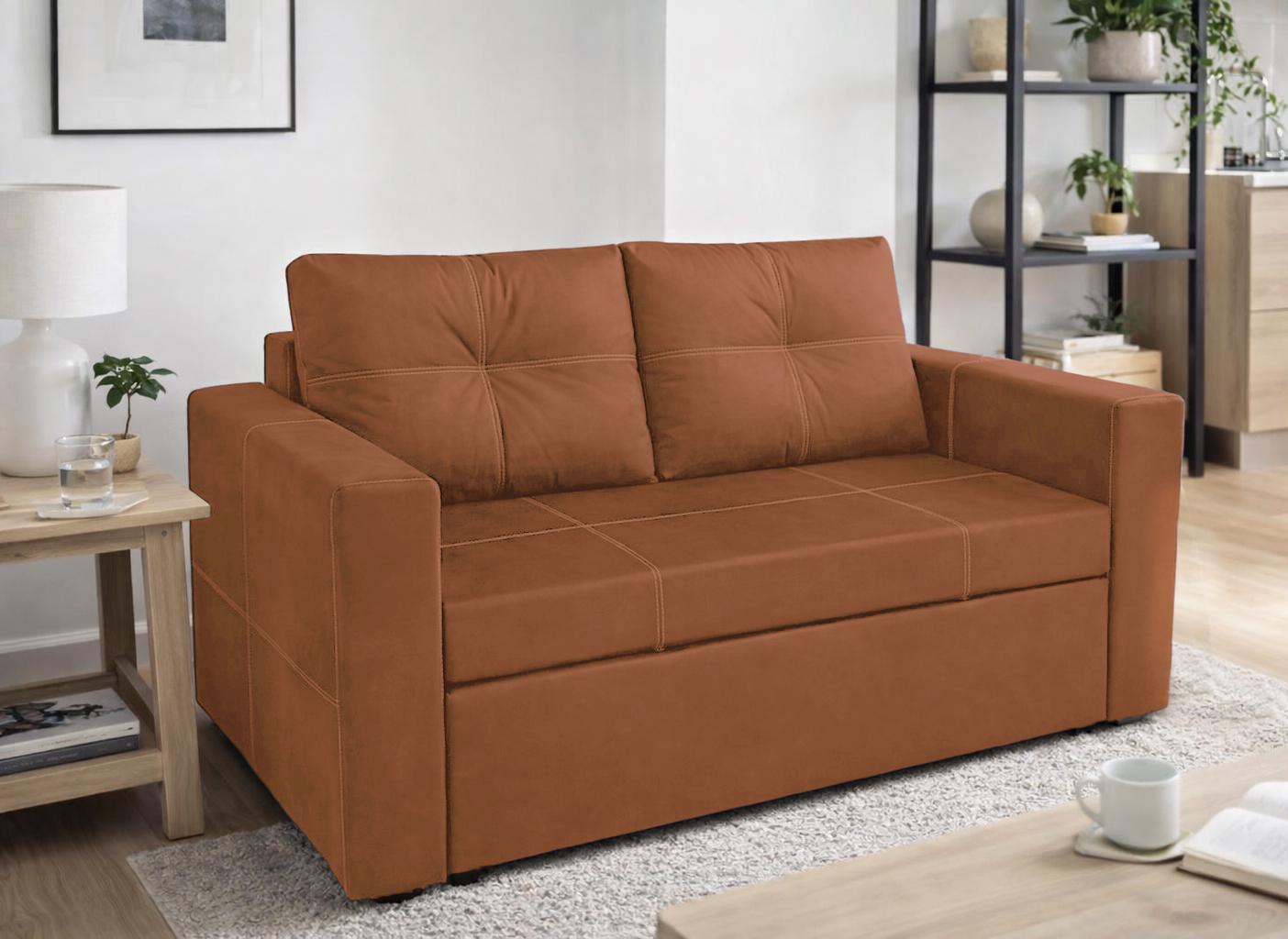 Диван раскладной прямой Tobi Sho Аркс 150x93 см велюр Терракотовый (Terra)