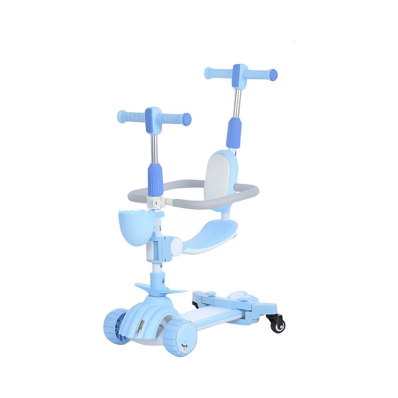 Самокат JR 3-118 5в1 металл/пластик музыка/свет/дополнительные колеса/родительская ручка Синий (25410521)