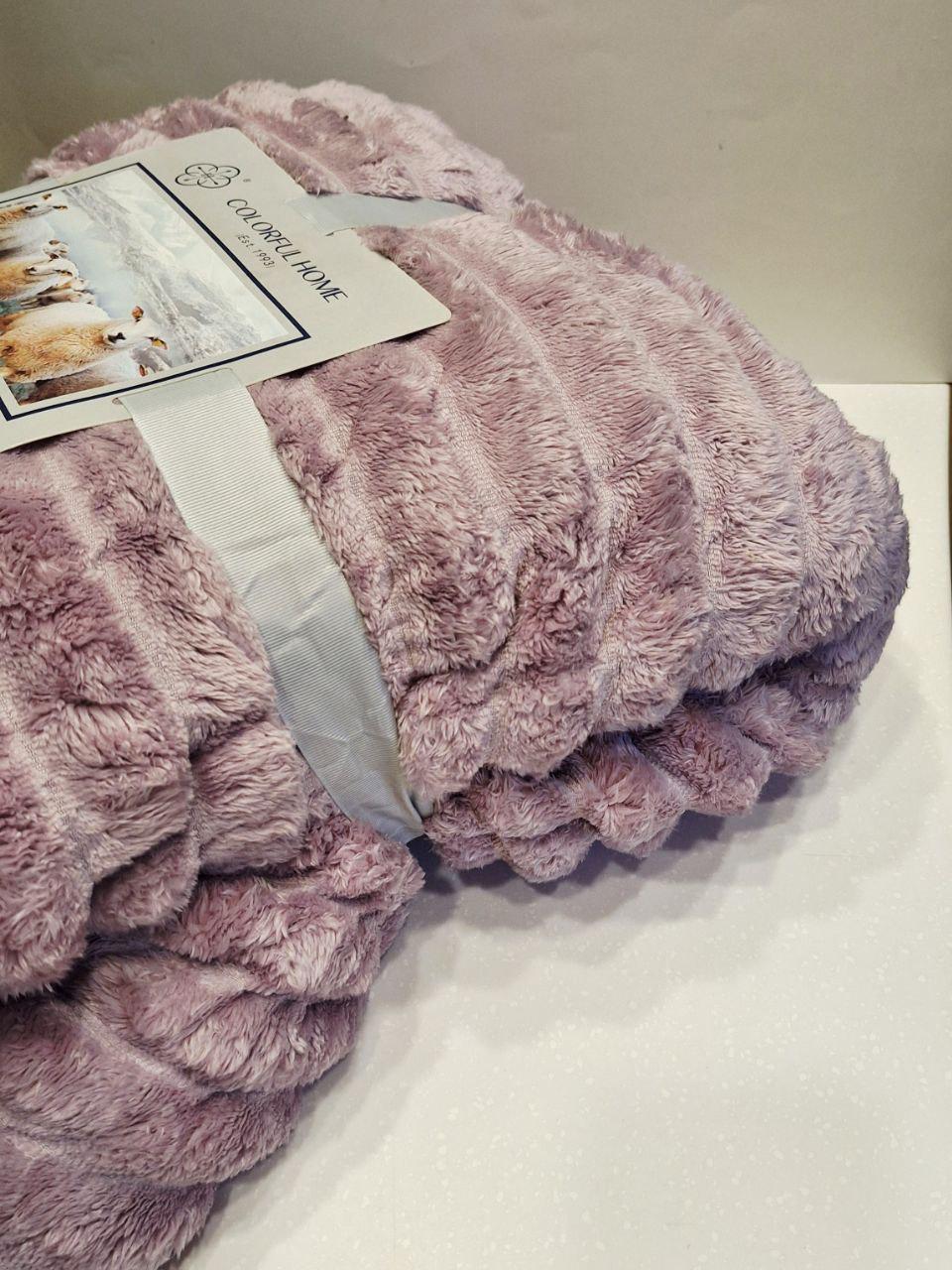 Плед на овчине Шарпей Королевская полоска 150x200 см Сиреневый (1450) - фото 3