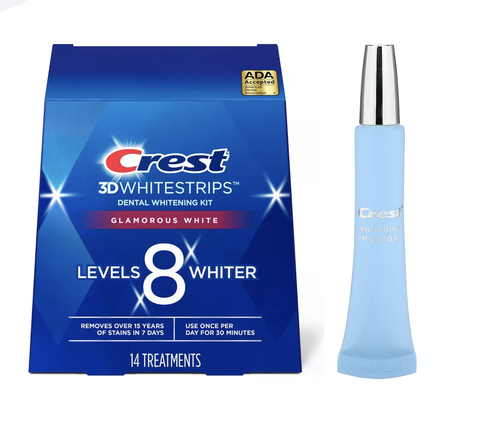 Набір смужки відбілюючі для зубів Crest 3D White Glamorous Whitestrips 14 пар смужок та відбілюючий гель Crest Whitening Emulsions 10 г (23456789)