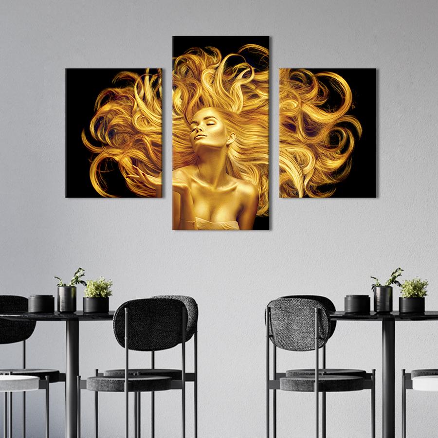 Картина для интерьера Соблазнительная золотая девушка 141x90 см (534-32)