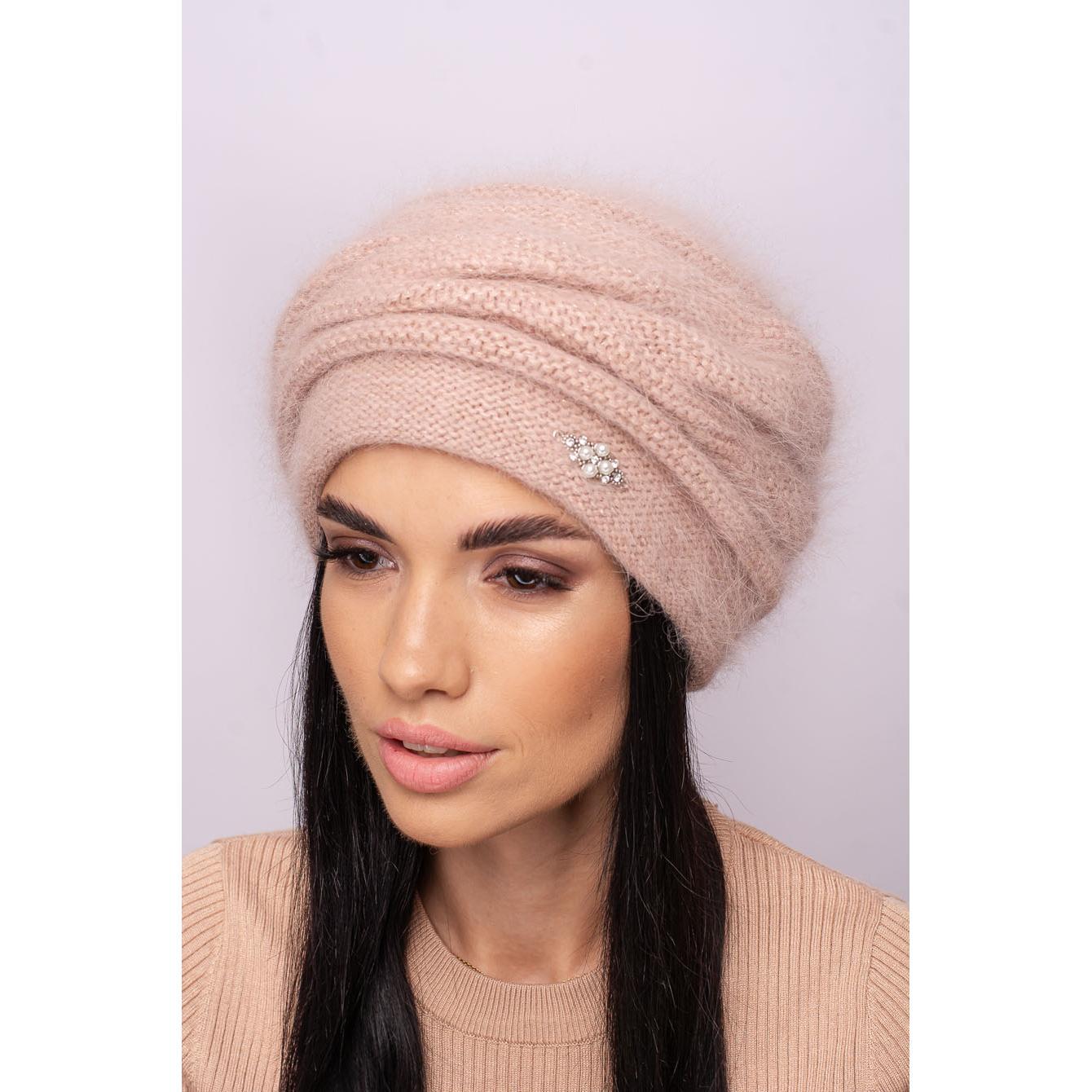 Шапка женская ангоровая двойная Leks Марго one size Пудра - фото 1