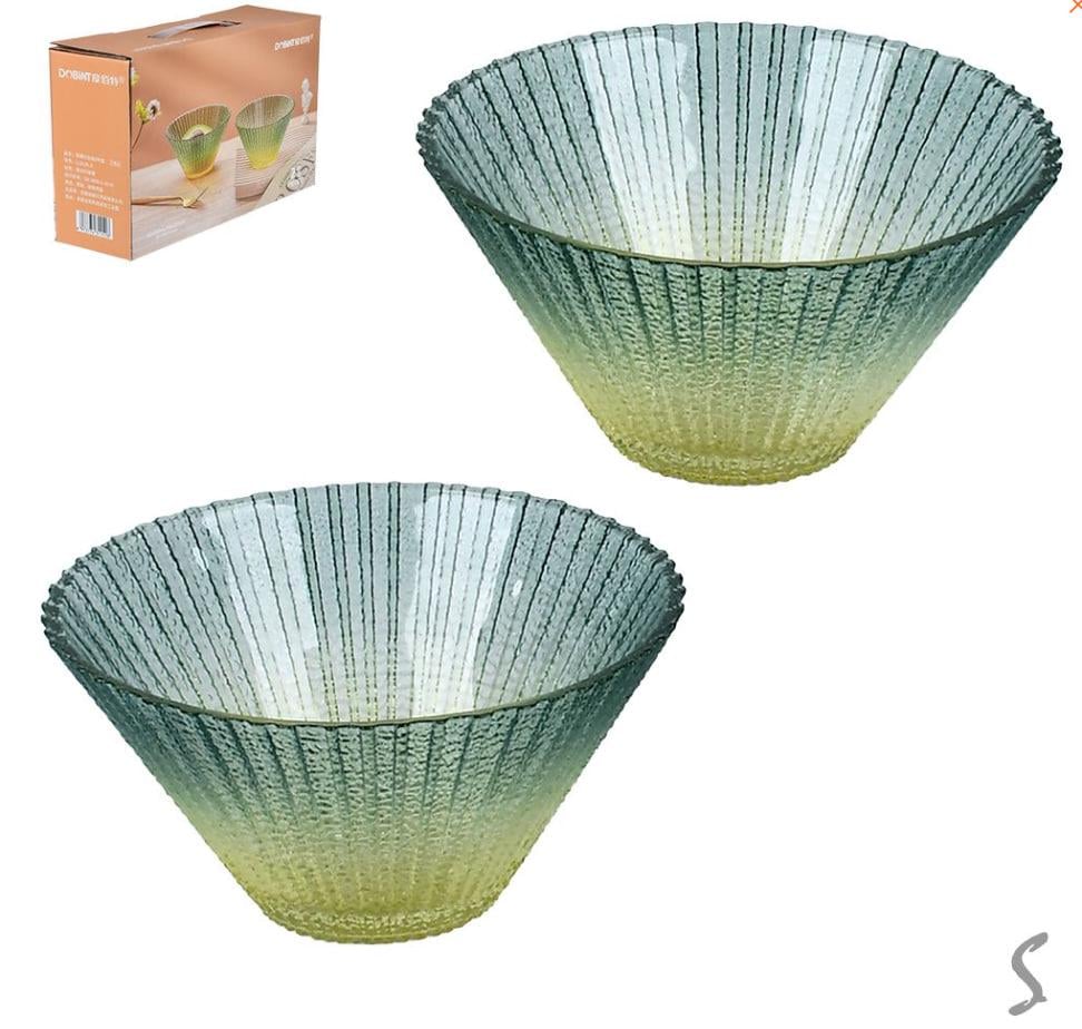 Салатник скляний Stenson Emerald 2 шт. d 12см (10624 S)