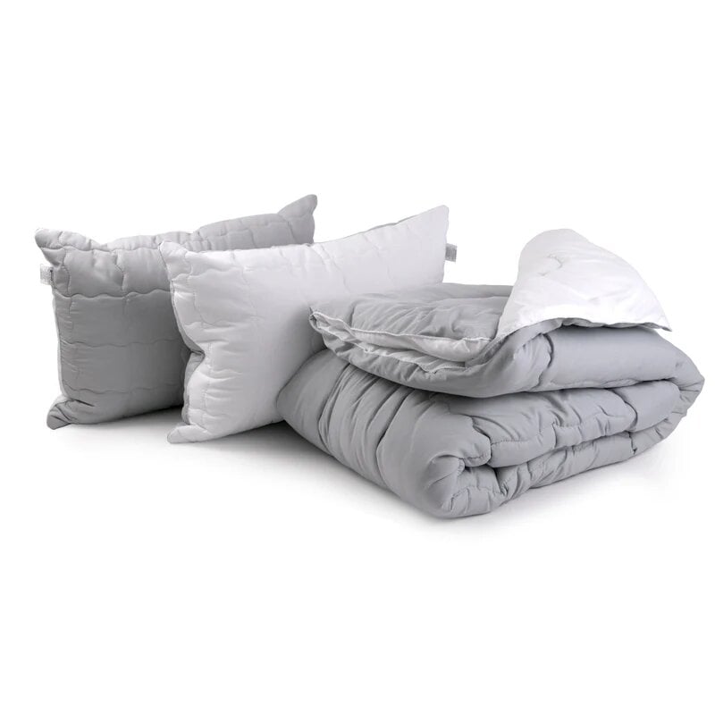 Одеяло зимнее силиконовое Руно 200х220 см с двумя подушками 50х70 см Grey/White (925.52_Grey White)