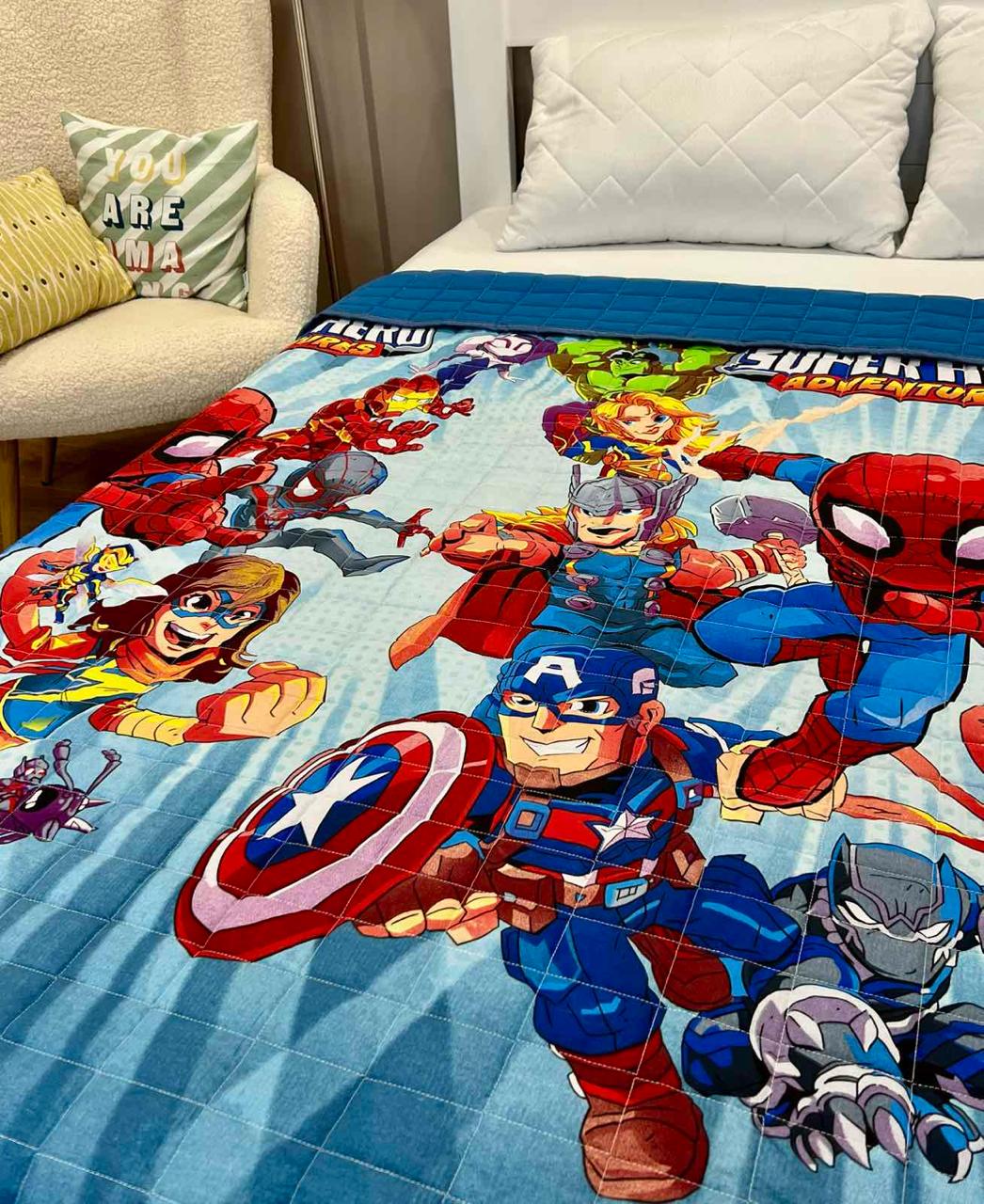 Ковдра дитяча з малюнком супергерої двостороння 150х210 см Синій - фото 6 Ковдра дитяча з малюнком супергерої двостороння 150х210 см Синій - фото 6