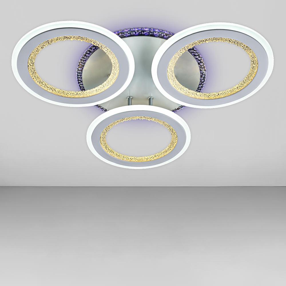 Люстра потолочная светодиодная с RGB подсветкой Light House SC-18510/3C WH/RGB 120W+8W 2.4G 600х80 мм Белый