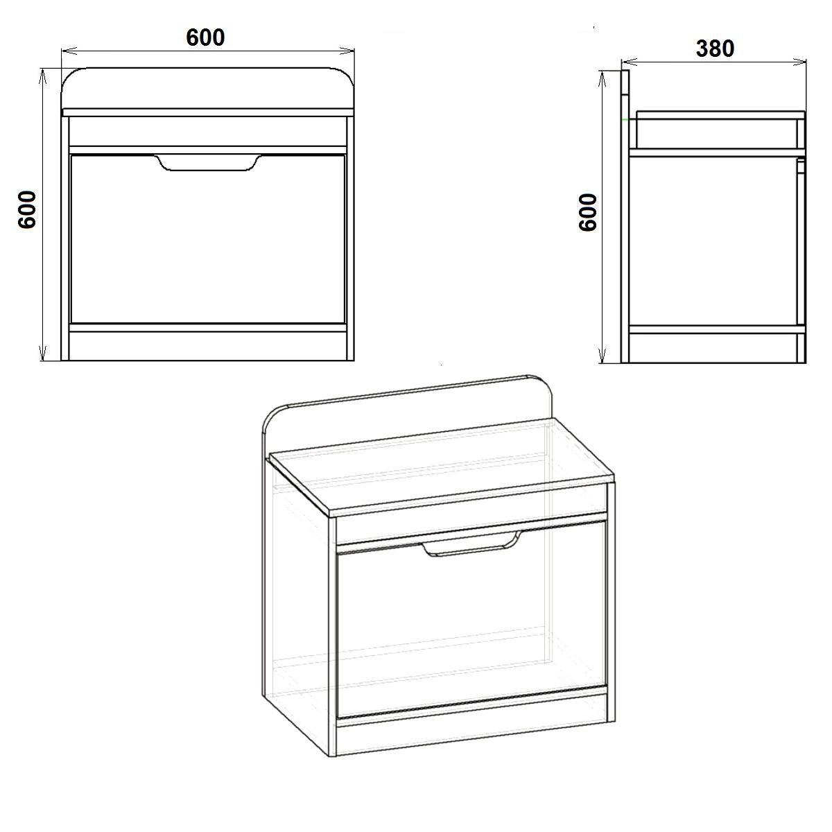 Тумба под обувь Компанит SC-8 с сиденьем 60х38х60 см Дуб сонома (28305034) - фото 2