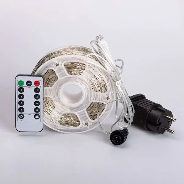 Гирлянда нить для декора GarlandoPro Роса с пультом от сети 2000 LED 200 м Синий (147-107-2000L200MWBL) - фото 5 Гирлянда нить для декора GarlandoPro Роса с пультом от сети 2000 LED 200 м Синий (147-107-2000L200MWBL) - фото 5