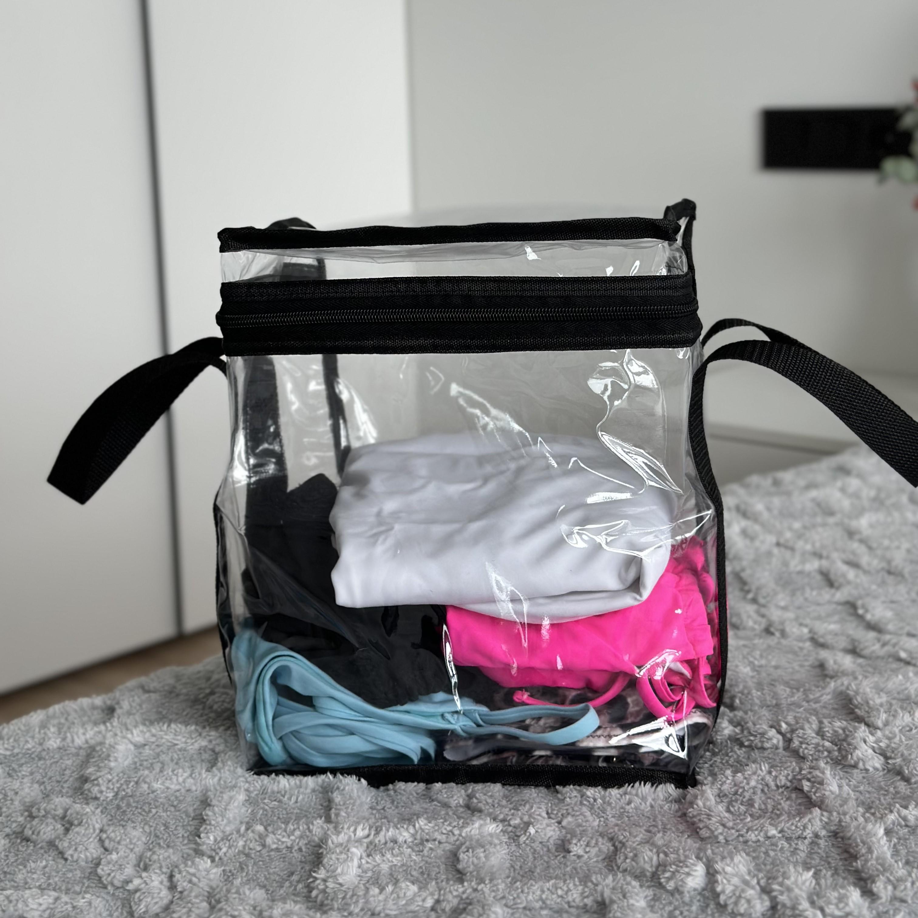 Сумка для речей з ручками прямокутна XS Чорний/Прозорий (Hbk-XS-bl)