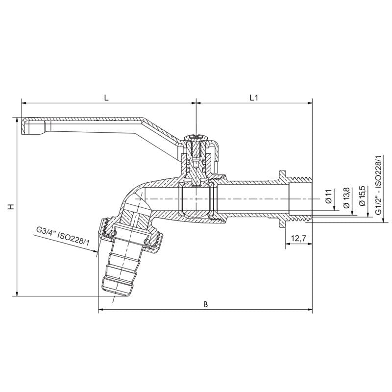 Кран шаровой поливочный Roho R353-050 RO0239 1/2" нр-штуцер (232163) - фото 2