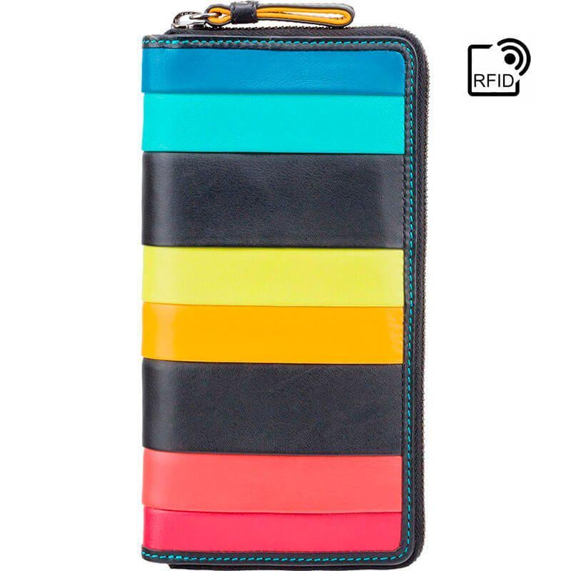 Кошелек женский кожаный Visconti Corfu Black Multi Santorini (STR5 BLK MULTI)