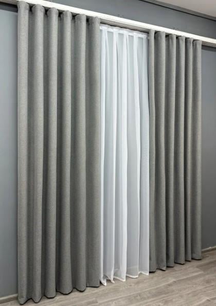 Тканина шторна льон блекаут однотонний Сірий (1821ш) - фото 2 Тканина шторна льон блекаут однотонний Сірий (1821ш) - фото 2