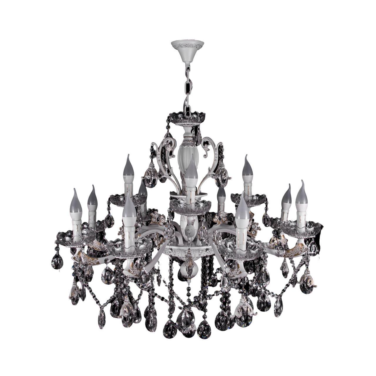 Люстра классическая подвесная Прометей P5-N3732/8+4 на 12 ламп Бело-золотой