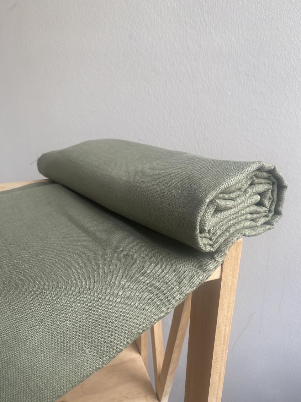 Ткань скатертная LINEN PLUS льняная 143 см 594 Хаки - фото 5