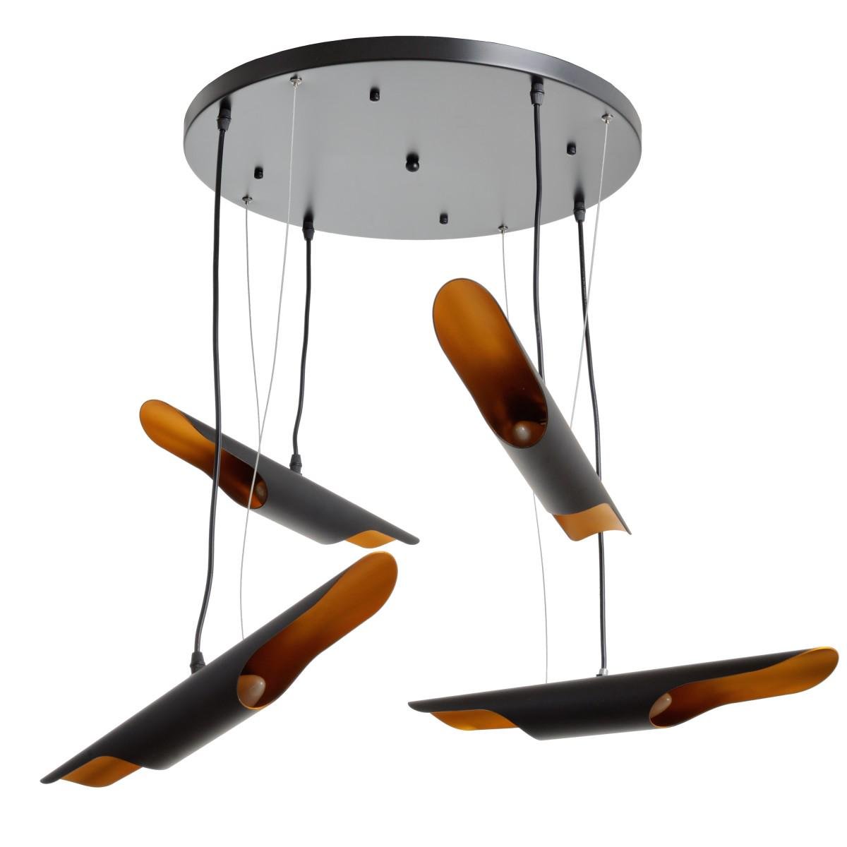 Люстра стельова лофт підвісна Brille BL-938S/4 E27 BK/G на 4 плафона