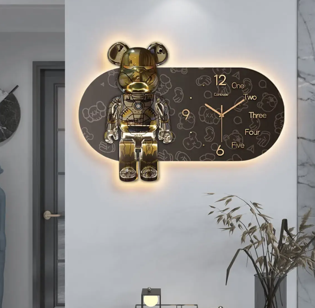 Часы настенные LED Медвежонок NCH-40-60 овальные детские декоративные с подсветкой (M17176)