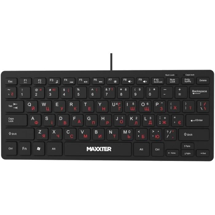 Клавиатура проводная Maxxter KBM-C01B-RU USB-A 78 клавиш 1,8 м ENG/UKR Black (36522023)