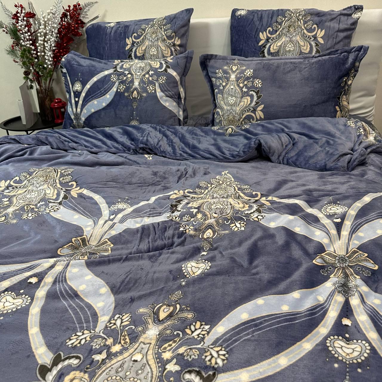 Комплект постільної білизни велюровий з малюнком з 4 наволочками євро 200x230 см Лавандовий (29225205) - фото 6 Комплект постільної білизни велюровий з малюнком з 4 наволочками євро 200x230 см Лавандовий (29225205) - фото 6