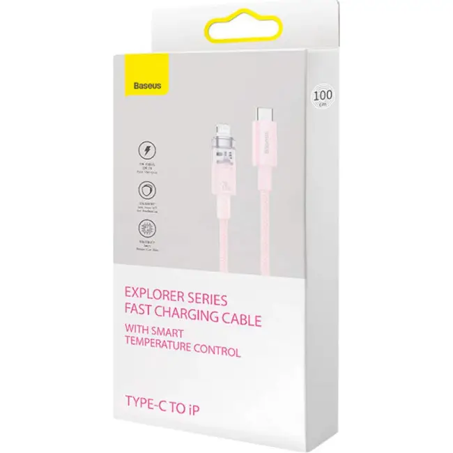 Кабель BASEUS Explorer Series Fast Charging Smart Temperature Control Cable Type-C to Lightning CATS010204 20W 1 м Pink - фото 6