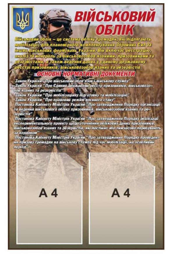 Стенд "Військовий облік" на 2 кармана A4 (884790)