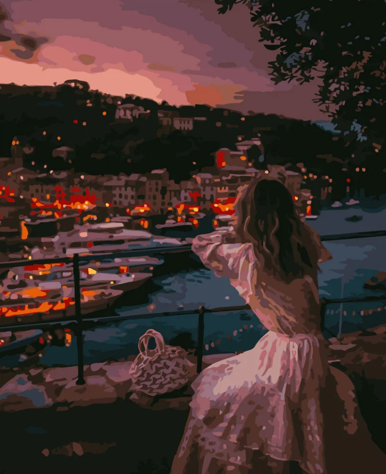 Картина по номерам Strateg Девушка на закате 40x50 см (GS429)