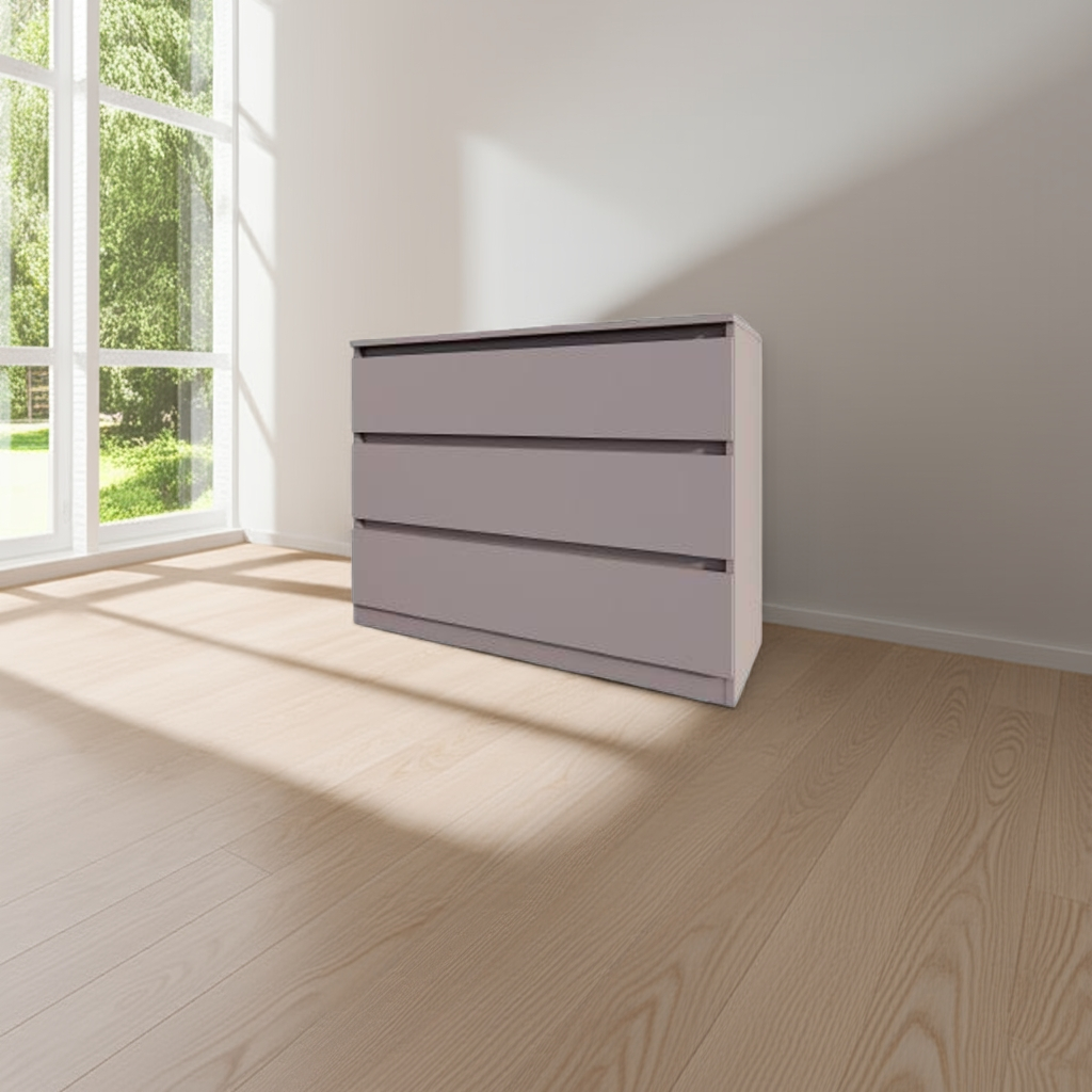 Комод MEBEX на 3 шухляди 100х40х77,4 см Сірий світлий (VM3B1000LG) - фото 4