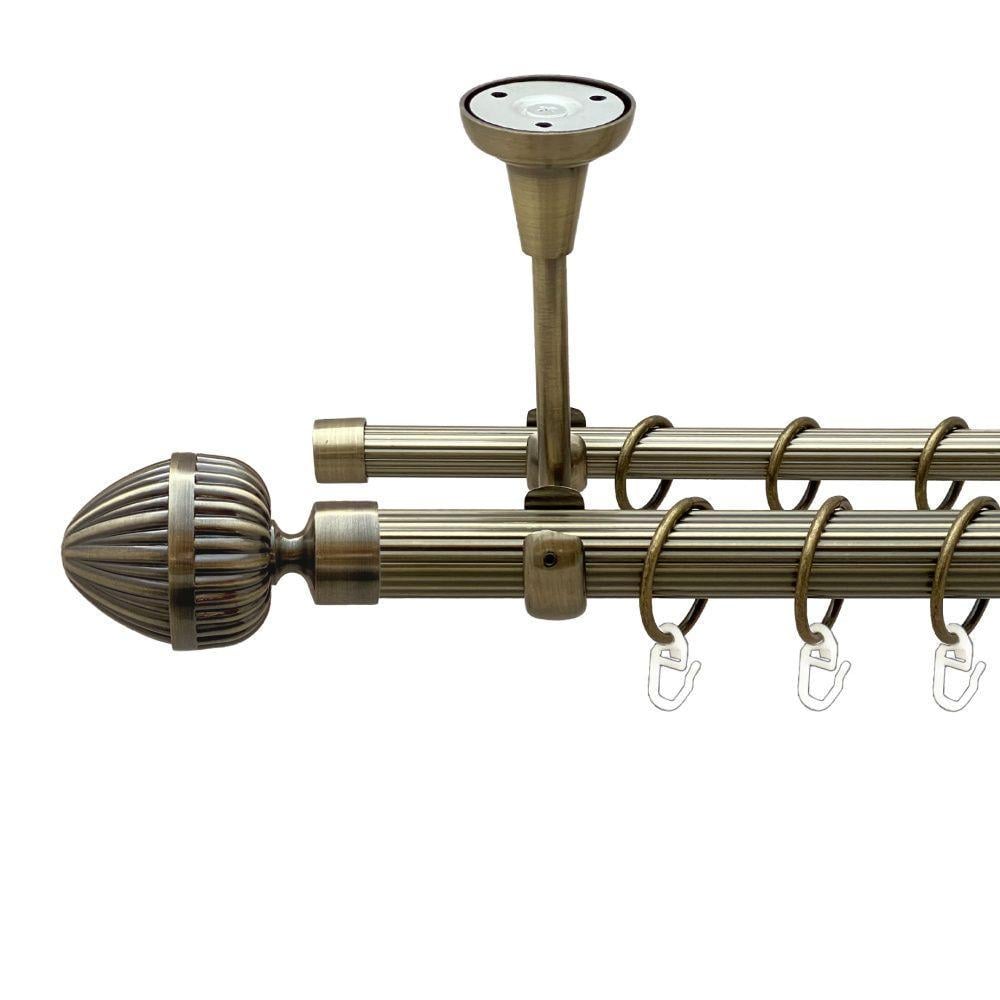 Карниз Orvit Одеон двухрядный рифленый 300 см Антик (00-00018764)