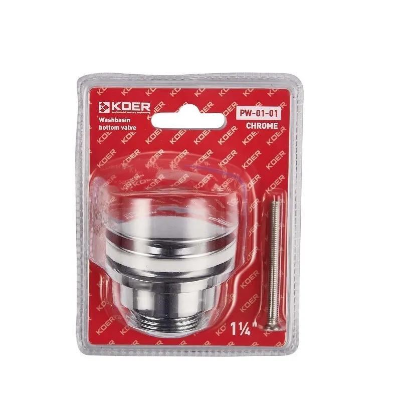 Донный клапан для умывальника KOER PW-01-01 1 1/4'' кнопка Хром (KR3400)