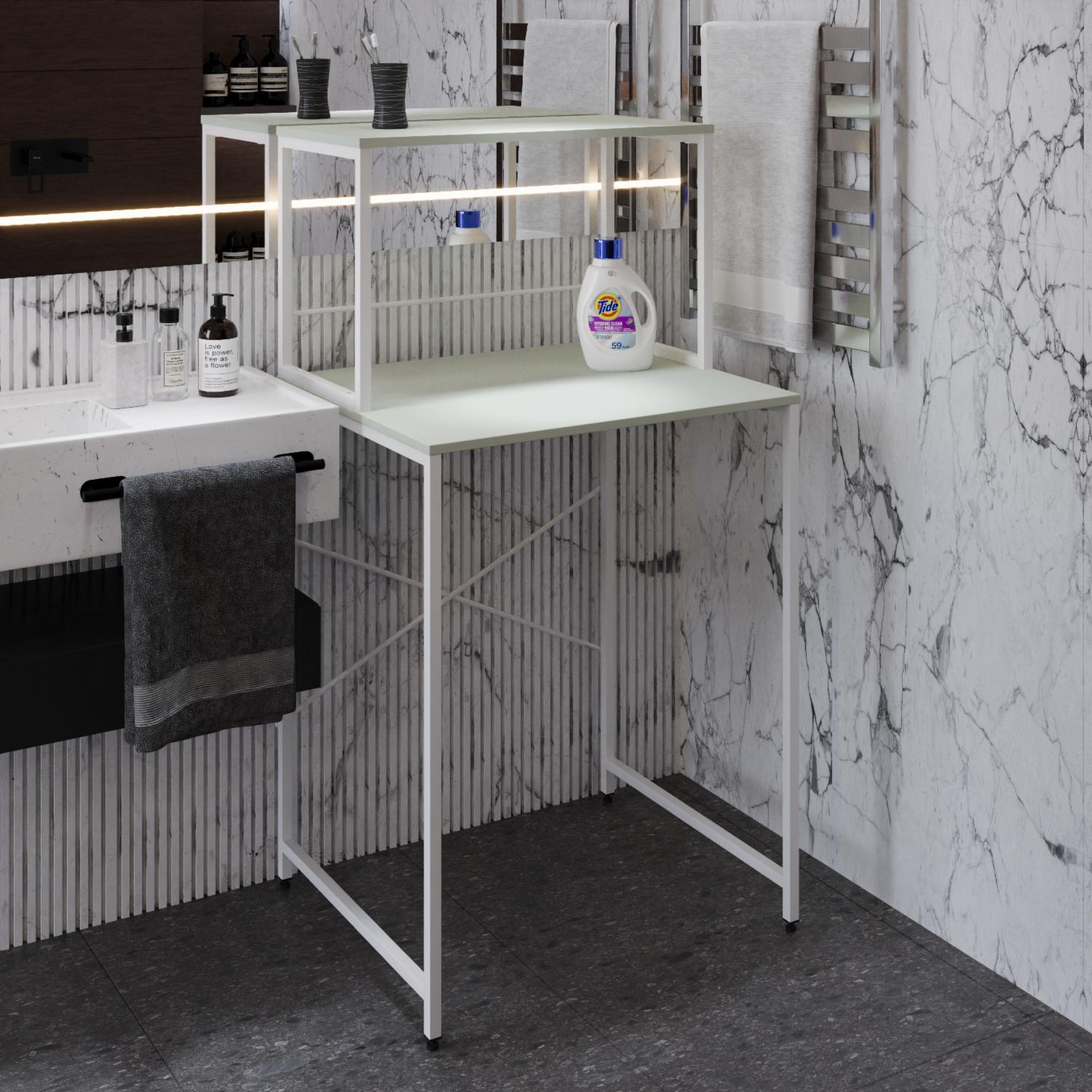 Стеллаж-полка Ferrum-decor Бафрум 402 металл/ДСП 16 мм для стиральной машины 133,5x70,5x60,5 см Белый/Кашемир (FRD-107591)